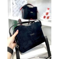 Сумка женская 3 отдела экокожа/натуральная замша. Чёрная