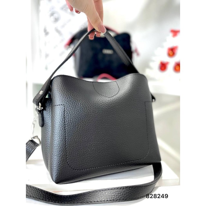 Сумка жіноча 3 відділи екошкіра/натуральна замша Чорна