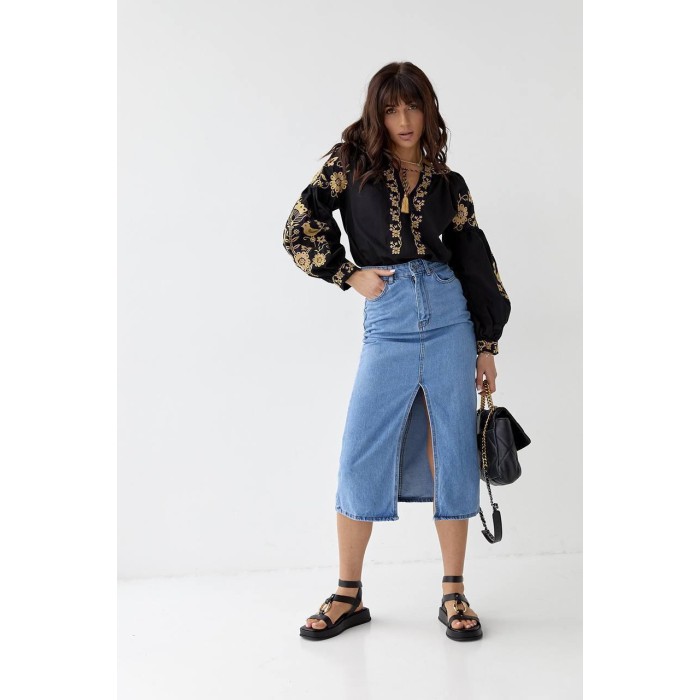 Вишиванка жіноча бавовна Туреччина чорна S M L