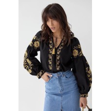 Вишиванка жіноча бавовна Туреччина чорна S M L