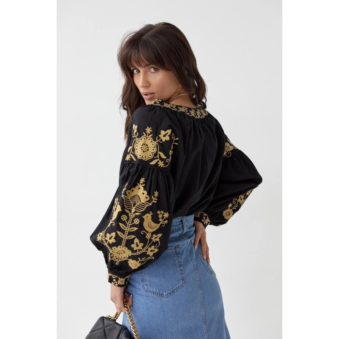 Вишиванка жіноча бавовна Туреччина чорна S M L