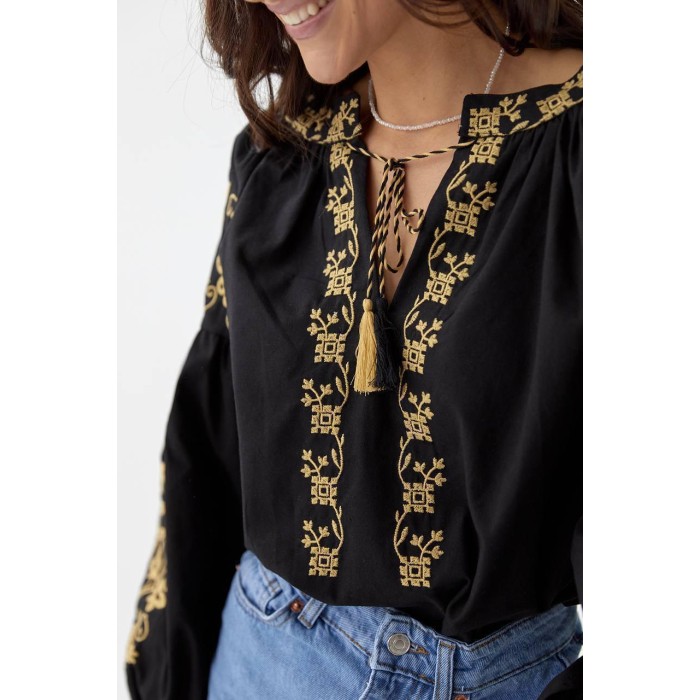 Вишиванка жіноча бавовна Туреччина чорна S M L
