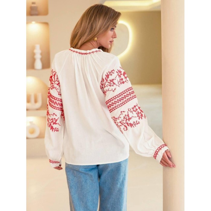 Вишиванка жіноча бавовна Туреччина біла S M L