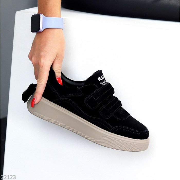 Кеди жіночі натуральна замша чорні 36,37,38,41р