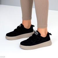 Кеди жіночі натуральна замша чорні 36,37,38,41р