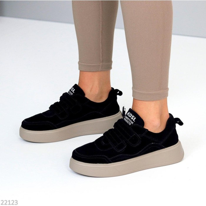 Кеди жіночі натуральна замша чорні 36,37,38,41р