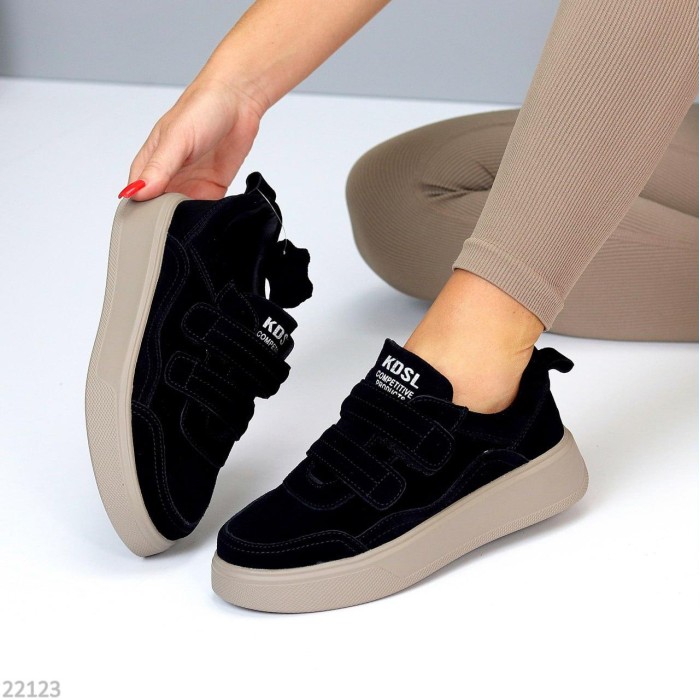 Кеди жіночі натуральна замша чорні 36,37,38,41р