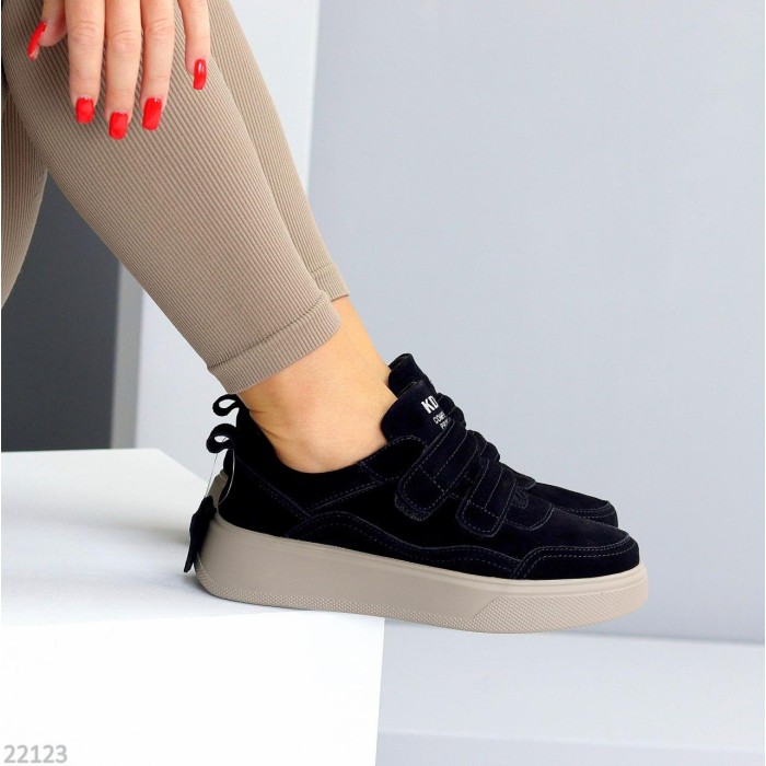 Кеди жіночі натуральна замша чорні 36,37,38,41р