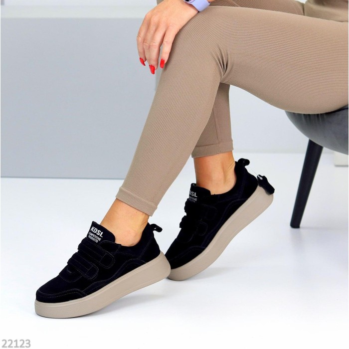 Кеди жіночі натуральна замша чорні 36,37,38,41р