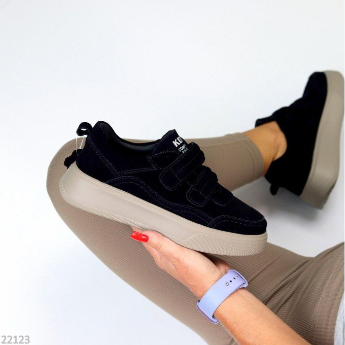 Кеди жіночі натуральна замша чорні 36,37,38,41р