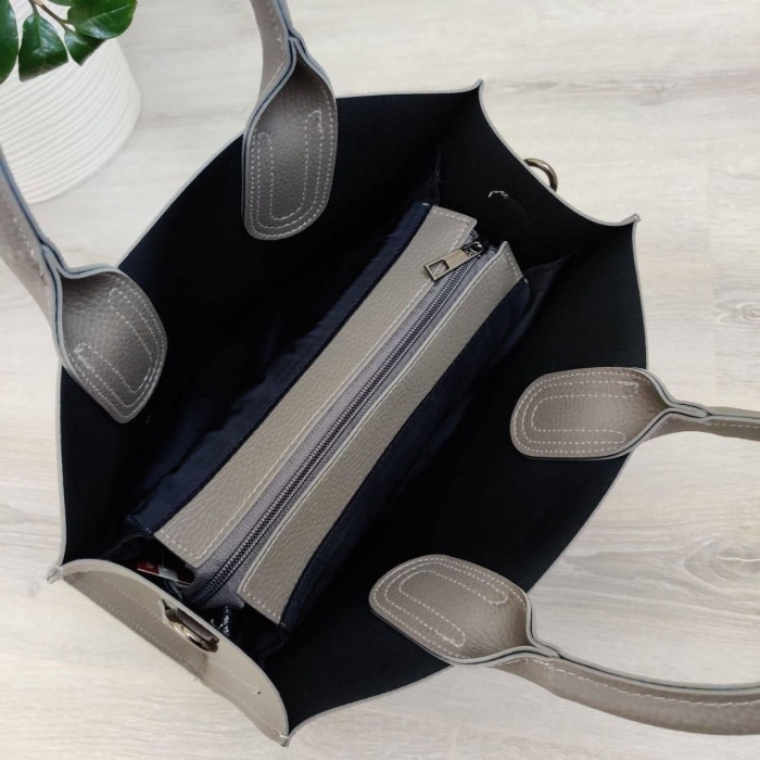 Сумка жіноча 3 відділи екошкіра Біла, Чорна, Айворі,Сіра