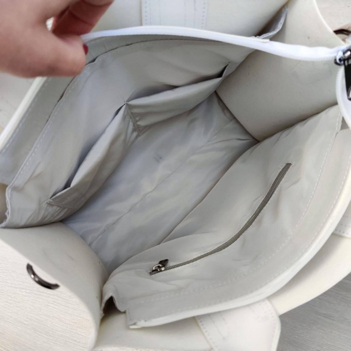 Сумка жіноча 3 відділи екошкіра Біла, Чорна, Айворі,Сіра