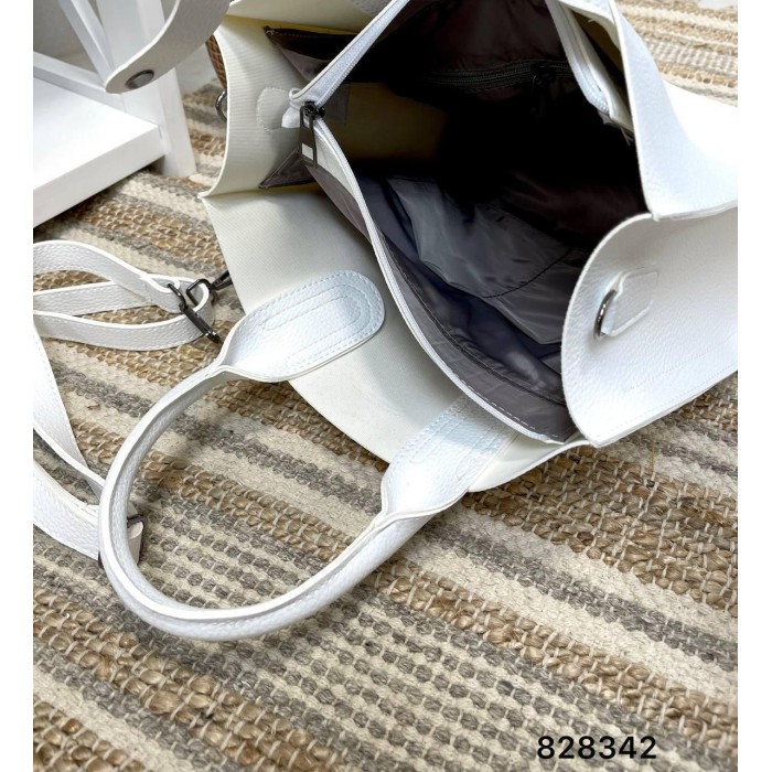 Сумка жіноча 3 відділи екошкіра Біла, Чорна, Айворі,Сіра