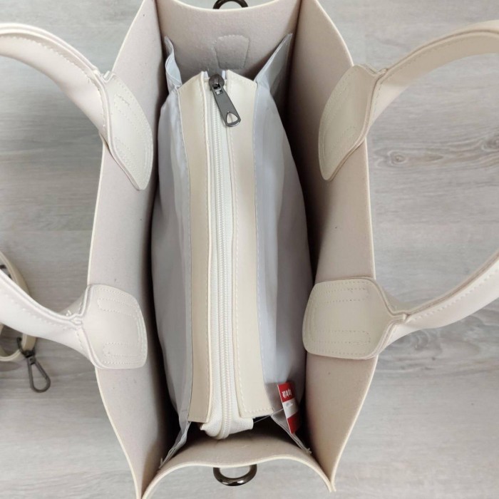 Сумка жіноча 3 відділи екошкіра Біла, Чорна, Айворі,Сіра