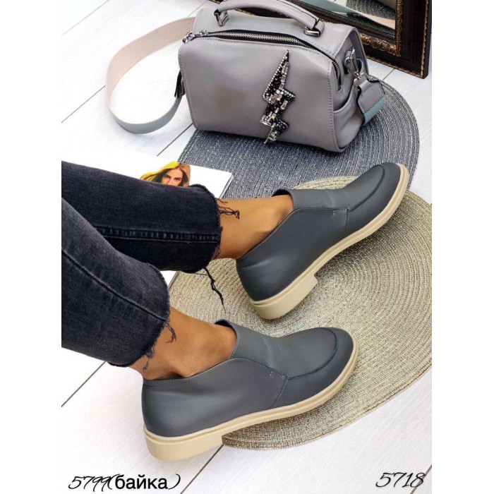 Туфлі/Лофери жіночі натуральна шкіра сірі 36,39,40р