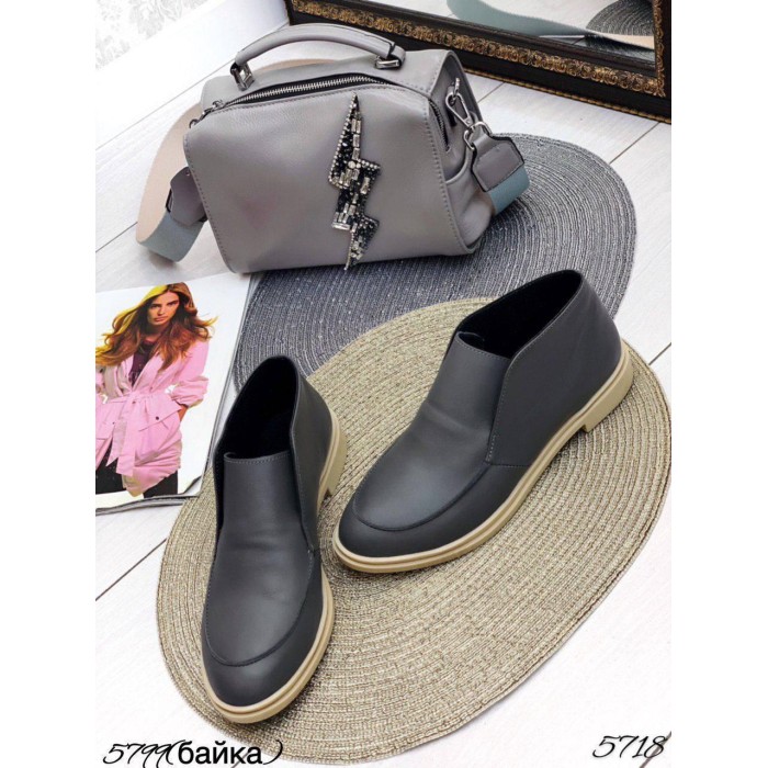 Туфлі/Лофери жіночі натуральна шкіра сірі 36,39,40р