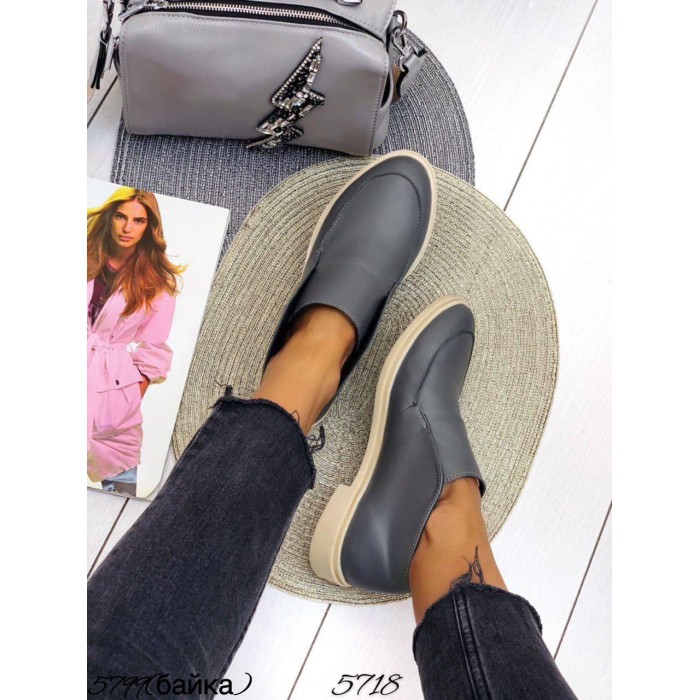 Туфлі/Лофери жіночі натуральна шкіра сірі 36,39,40р