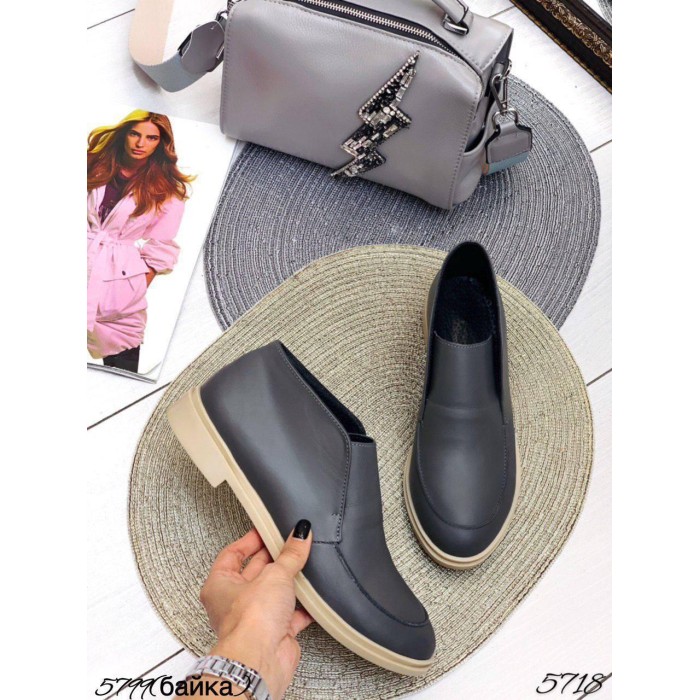 Туфлі/Лофери жіночі натуральна шкіра сірі 36,39,40р