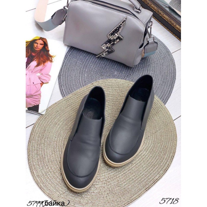 Туфлі/Лофери жіночі натуральна шкіра сірі 36,39,40р