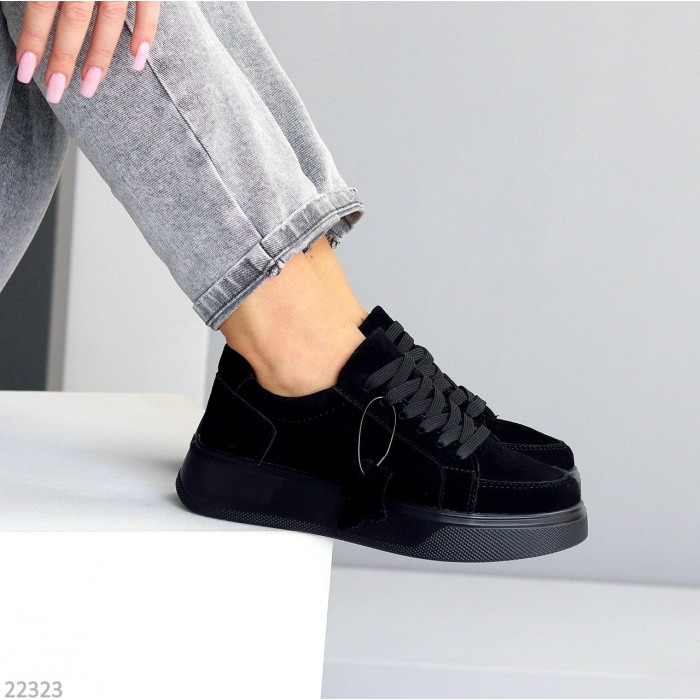 Кеди жіночі натуральна замша чорні 37,39,40р