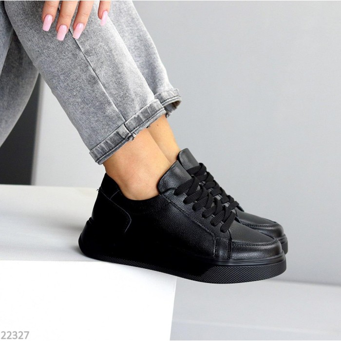 Кеди жіночі натуральна шкіра чорні 37,38,40р.