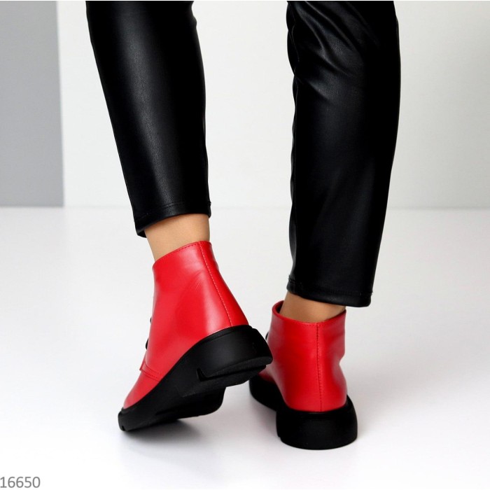 Черевики жіночі натуральна шкіра червоні демі 36р