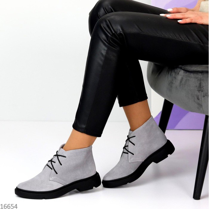 Черевики жіночі натуральна замша сірі демі 36,37.38,40р