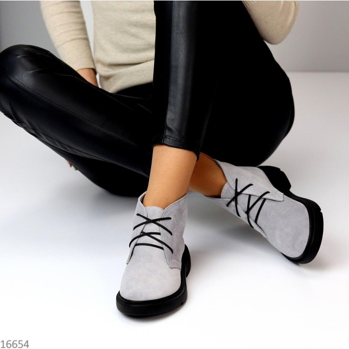 Черевики жіночі натуральна замша сірі демі 36,37.38,40р