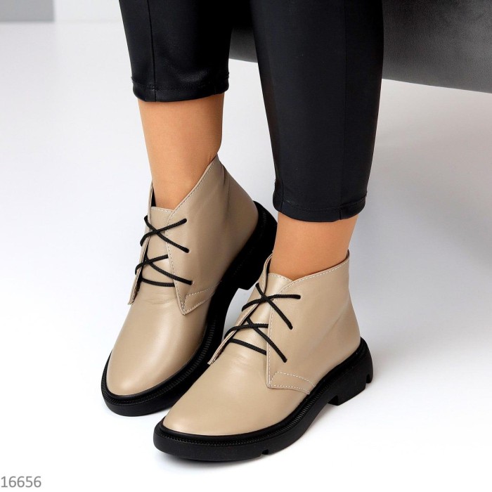 Черевики жіночі натуральна шкіра Темний беж демі 40,41р