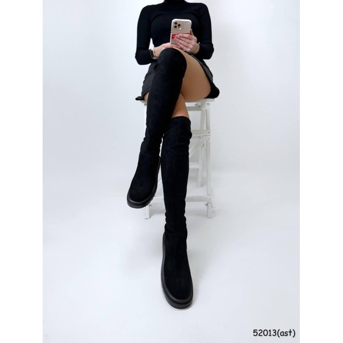 Ботфорти-панчохи жіночі екозамша чорні демі 36,40,41р