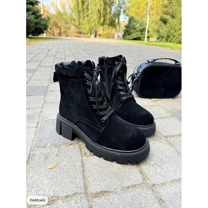 Черевики жіночі з хутром натуральна замша зима Чорні 36р