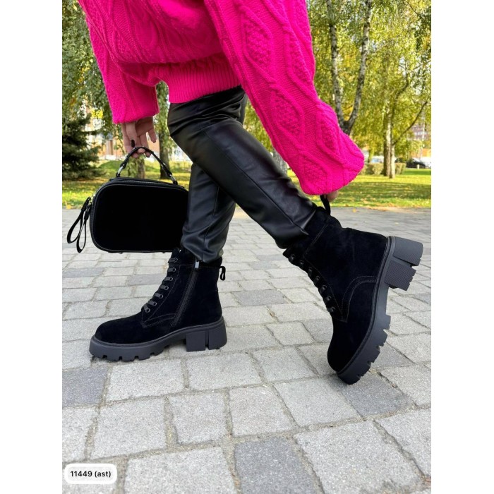 Черевики жіночі з хутром натуральна замша зима Чорні 36р