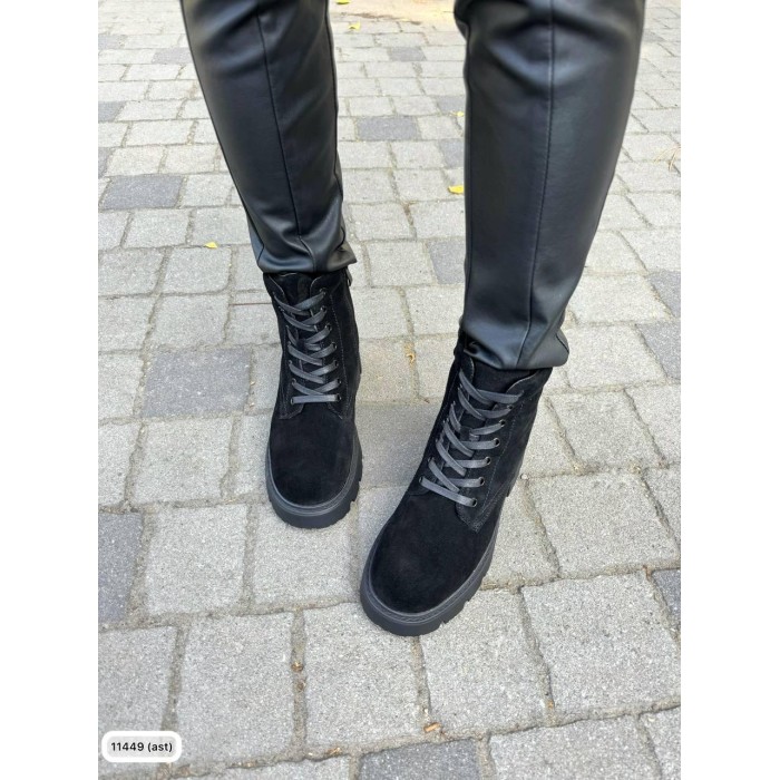 Черевики жіночі з хутром натуральна замша зима Чорні 36р