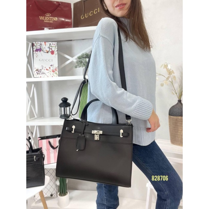 Сумка жіноча 2 відділення екошкіра Чорна,Чорна рептилія,Беж