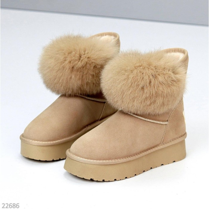 Уггі жіночі з натуральної замші колір Беж зима 36р