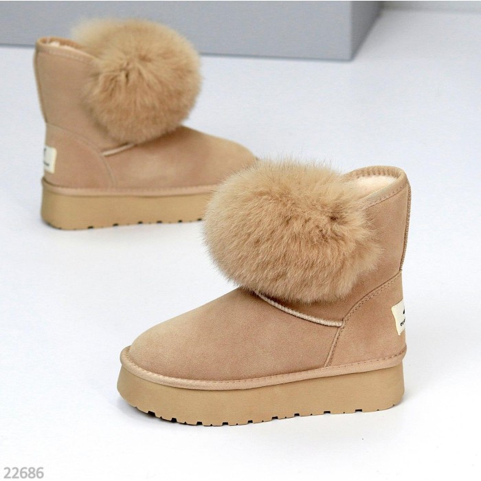 Уггі жіночі з натуральної замші колір Беж зима 36р