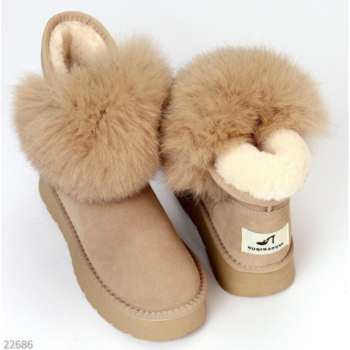 Уггі жіночі з натуральної замші колір Беж зима 36р
