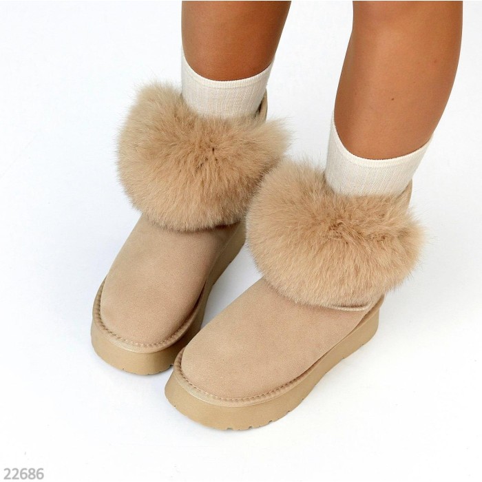 Уггі жіночі з натуральної замші колір Беж зима 36р
