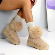 Уггі жіночі з натуральної замші колір Беж зима 36р