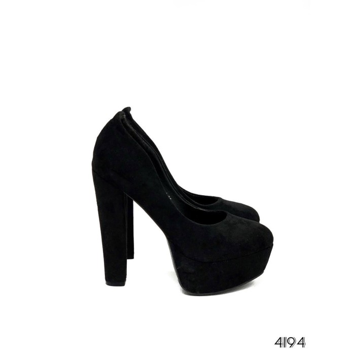 Туфлі жіночі на стійкому підборі еко-замша колір чорний 35р