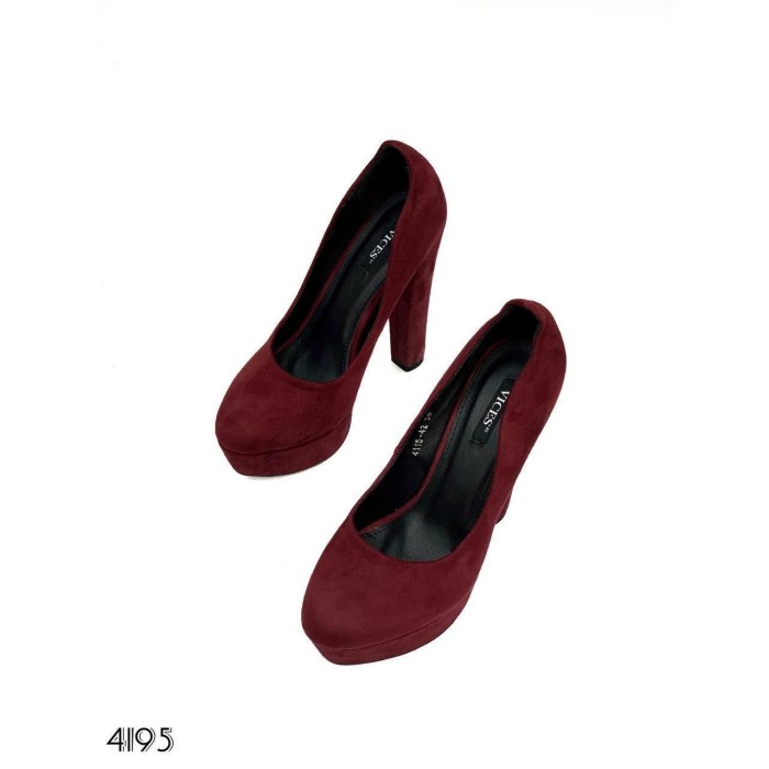 Туфлі жіночі на стійкому підборі еко-замша колір марсалу 36,37,40р