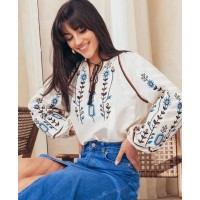 Вышиванка женская хлопок белого цвета Турция  S M L