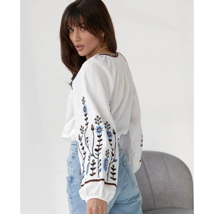 Вишиванка жіноча бавовна біла Туреччина  S M L