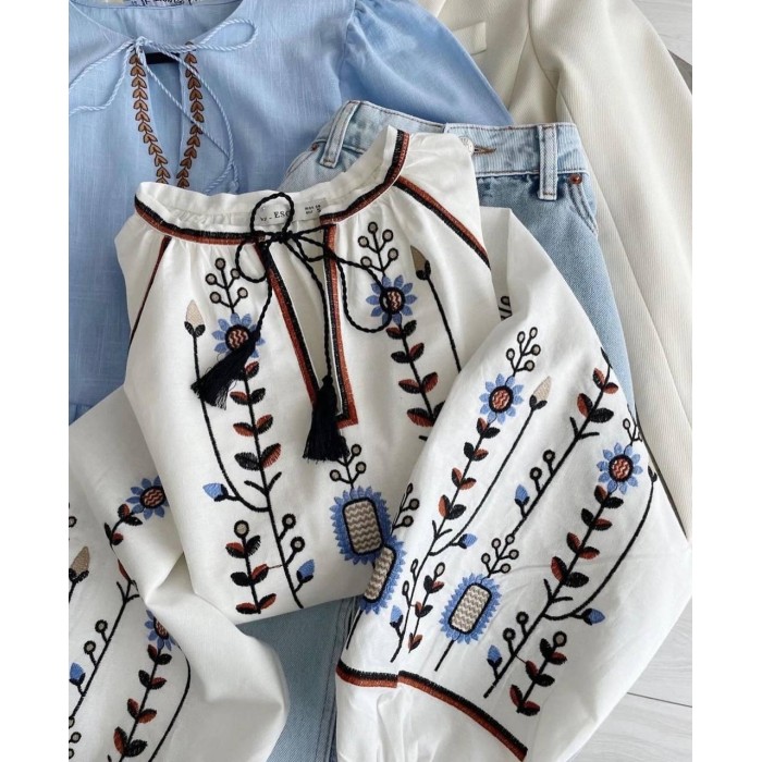 Вишиванка жіноча бавовна біла Туреччина  S M L