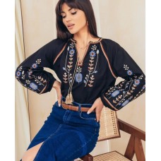 Вишиванка жіноча бавовна чорна Туреччина  S M L