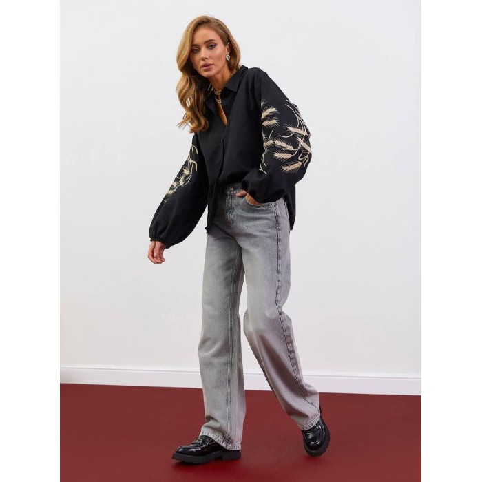 Вишиванка жіноча чорна бавовна Туреччина  S M L