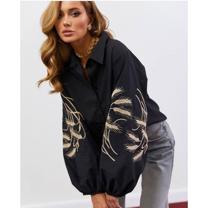 Вишиванка жіноча чорна бавовна Туреччина  S M L