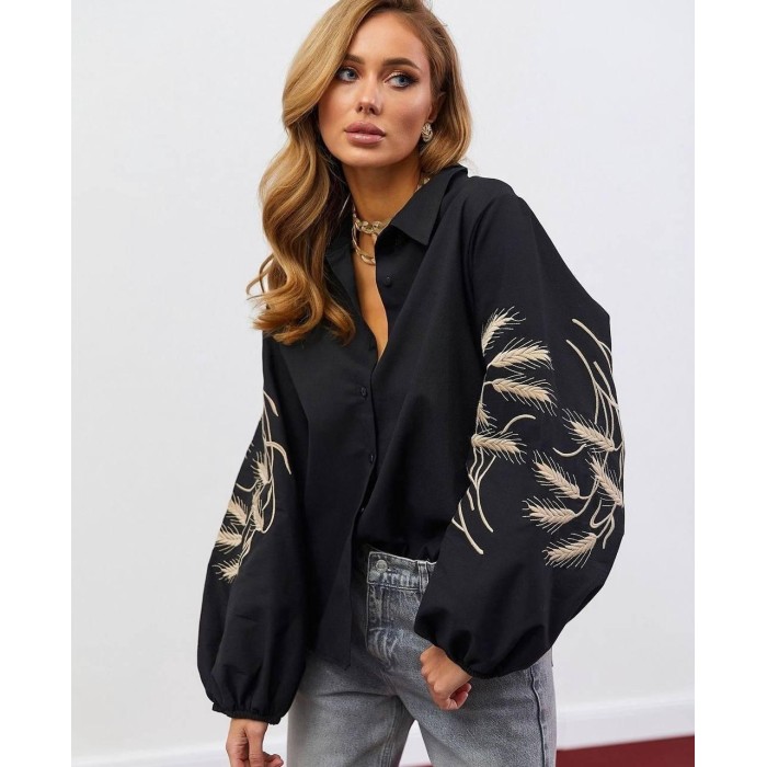 Вишиванка жіноча чорна бавовна Туреччина  S M L