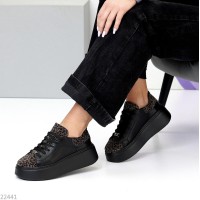 Кросівки жіночі натуральна шкіра/замша чорні 37р