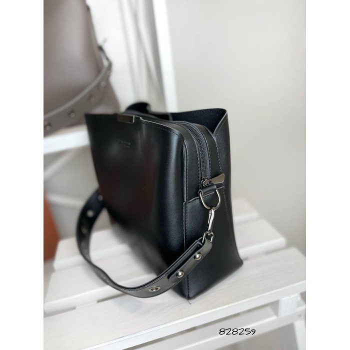 Сумка жіноча 3 відділення екошкіра Чорна; Чорний рептилія; Шоколад рептилія